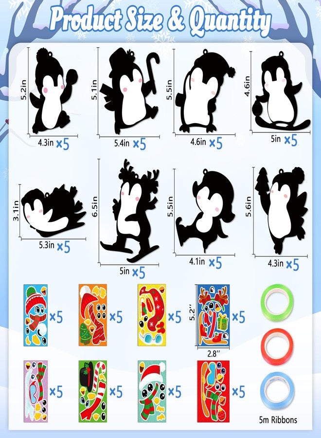 Moon Boat 40 Sets Christmas Crafts Penguin DIY Hanging Decorations Holiday Winter Craft Home Activities Party Favors - Image 3